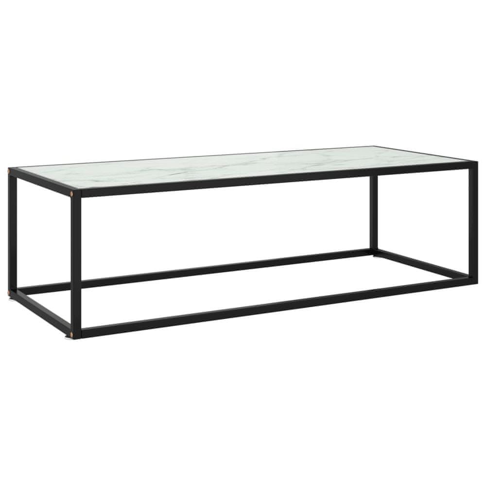 Petromila vidaXL Konferenčný stolík, čierny, biele mramorové sklo 120x50x35 cm